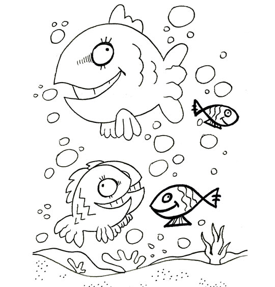 Coloriage Comptine Les petits poissons dans l'eau Coloriage