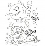 Coloriage Comptine Cinq petits poissons dans l'eau