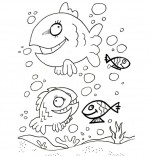 Coloriage chanson : Les petits poissons dans l'eau