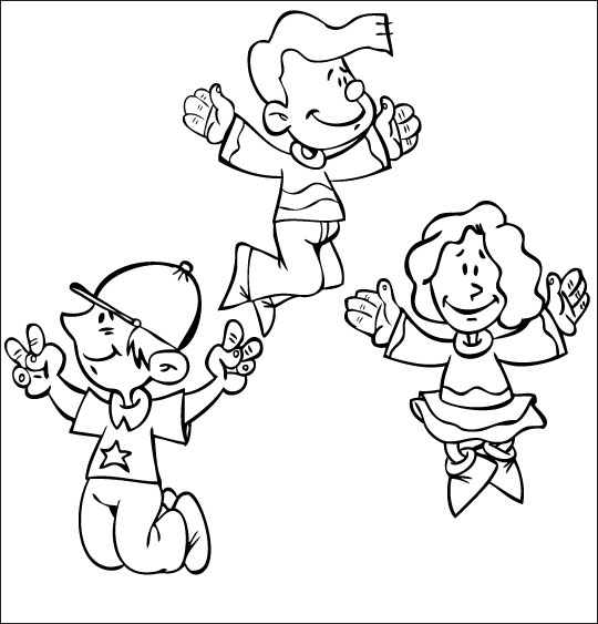 Coloriage pour enfants. Coloriage comptine Dansons la capucine, sautons en l'air, you, catégorie Comptine Dansons la Capucine