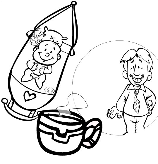 Coloriage pour enfants. Coloriage comptine Fait dodo Colas mon petit frère, papa fait du chocolat, thème Chocolat