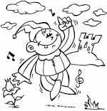 Coloriage Comptine Jean Petit qui danse, le lutin Jean Petit danse