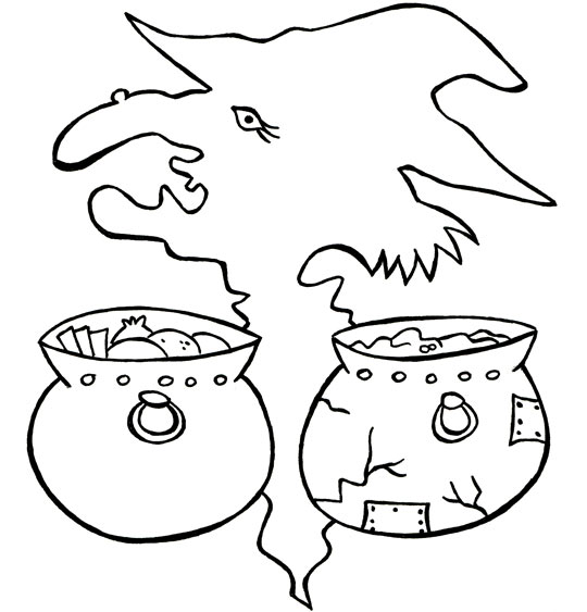 Coloriage pour enfants. Coloriage La soupe à la sorcière, 2 marmites au choix, thème Halloween