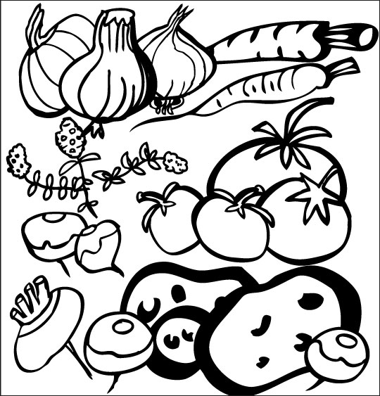 Coloriage pour enfants. Coloriage La soupe à la sorcière, les légumes pour la soupe, thème Pommes de terre