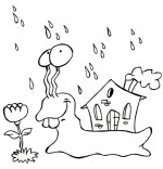 Coloriage Comptine Petit escargot, un escargot sous la pluie