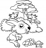 Coloriage Comptine Un petit lapin, deux renards observent Petit Lapin