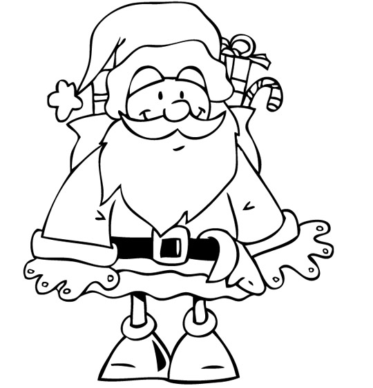 Coloriage Conte La Nuit avant Noël, Le père Noël  avec sa hotte sur le dos