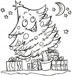 Coloriage Poésie de Noël Le sapin de Noël, un sapin de Noël sous les étoiles