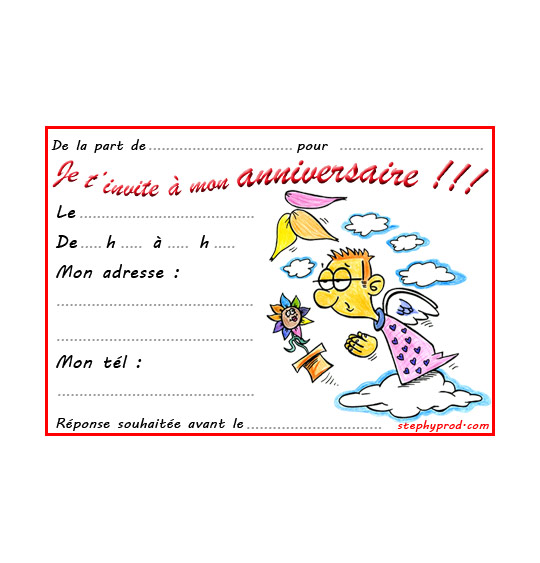 Dessin carte anniversaire pour enfant, la fleur de toutes les couleurs, un ange, catégorie Carton invitation anniversaire nature