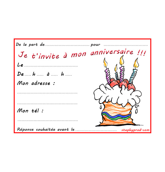 Dessin carte anniversaire pour enfant, le gâteau au chocolat, thème Anniversaire