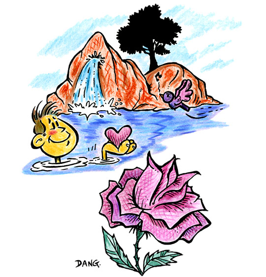 Dessin À la Claire Fontaine, la rose, thème Arbres