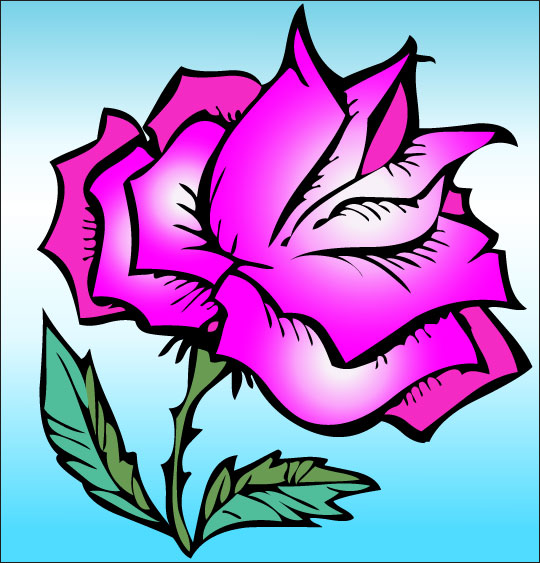 Dessin À la Claire Fontaine, une rose splendide, thème Fête de la Saint Valentin