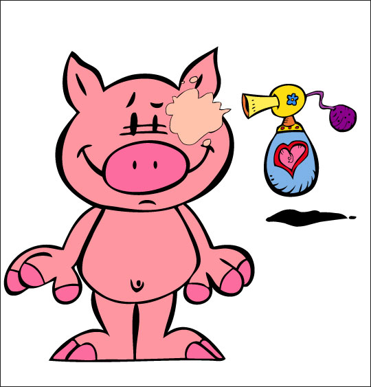 Dessin Bébé cochon, Bébé cochon se met du parfum, catégorie Chanson pour enfants Bébé cochon