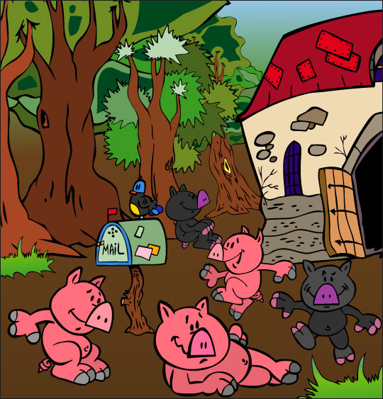 Dessin Bébé cochon, les bébés cochons dans la ferme, catégorie Chanson pour enfants Bébé cochon