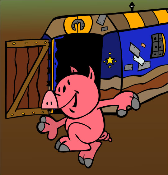 Dessin Bébé cochon, un bébé cochon danse, thème Cochon