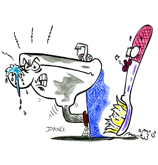 Dessin La Brosse à Dents, le lavabo est énervé, catégorie Chanson pour enfants La Brosse à Dents