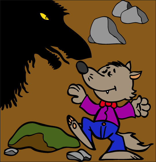 Dessin Le Loup Sympa, petit loup combat la peur, thème Monstre