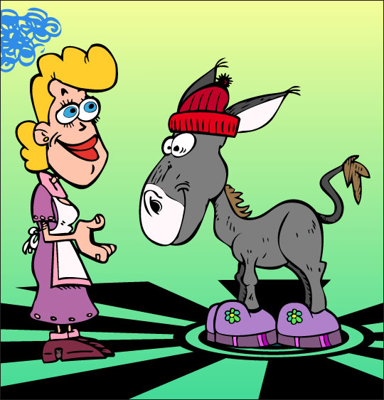 Dessin chanson Mon âne, un beau bonnet rouge pour mon âne, catégorie Chanson pour enfants Mon âne