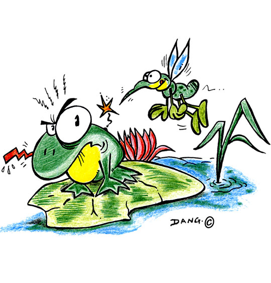 Dessin Petit moustique pique le crapaud, catégorie Chanson pour enfants Petit moustique