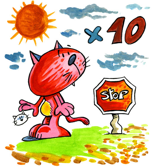 Dessin Stop Chat suffit, un petit chat tout rouge, thème Chat
