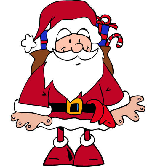 Dessin La Nuit avant Noël, Le père Noël  avec sa hotte sur le dos, thème Cadeau
