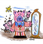 Dessin Chanson Bébé cochon, bébé cochon devant la glace