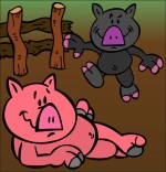 Chanson Bébé cochon, Deux bébés cochons dans la cour de la ferme