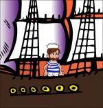 Illustration Chanson Brave Marin, le marin est sur son bateau