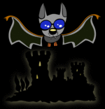 Illustration Chanson Chauve-souris, chauve-souris plane au-dessus du château