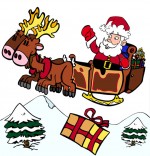 Illustration Chanson de Noël Jingle Bells Le père Noël sur son traineau