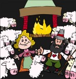 Illustration Chanson Il pleut Bergère, tous les moutons sont dans la bergerie