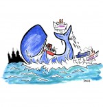 Dessin Chanson La Java du Cachalot, Jo secoue les bateaux