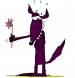 Dessin Chanson Le Loup Sympa, le loup sympa offre une fleur