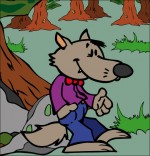 Dessin Chanson Le Loup Sympa, petit loup dans la forêt