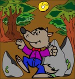 Dessin Chanson Le Loup Sympa, petit loup danse sous la lune