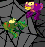 Illustration Chanson Le Rock de la sorcière, 2 araignées dans leur toile