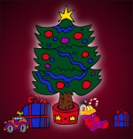 Illustration Chanson Mon beau sapin, le sapin de Noël illuminé avec les cadeaux