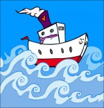 Illustration Comptine Bateau, ciseaux, le bateau dans les vagues