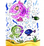 Dessin Comptine Cinq petits poissons dans l'eau