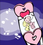 Illustration Comptine Dodo, l'enfant do, un bébé rêve dans le ciel en écoutant de la musique
