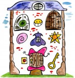 Dessin Comptine Je fais le tour de la maison ! Une maison vraiment bizarre.