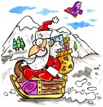 Illustration Comptine L'as-tu reconnu ? C'est le père Noël, le père Noël fait de la luge