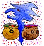 Illustration Comptine La soupe à la sorcière, 2 marmites au choix