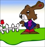 Illustration Comptine Mon petit lapin a bien du chagrin, dans le jardin