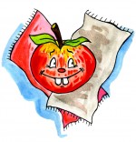 Dessin Comptine Pomme de reinette et pomme d'api, une belle pomme rouge