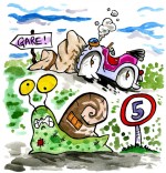 Illustration Comptine Un escargot qui partait en vacances, le fou