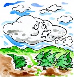 Dessin Comptine Vent frais, vent du matin, le nuage qui souffle