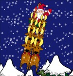 Illustration Conte La Nuit avant Noël, le père Noël dans le ciel