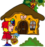 Dessin Conte Le petit chaperon rouge et la maison de la grand-mére