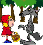 Illustration Conte Le petit chaperon rouge et le loup